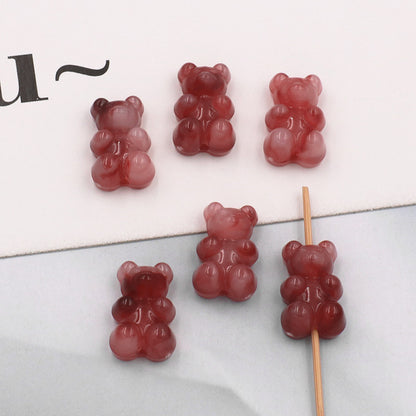 Marble Texture Bear Acrylic Beads 19mm Gradient Mixed 20pcs 12