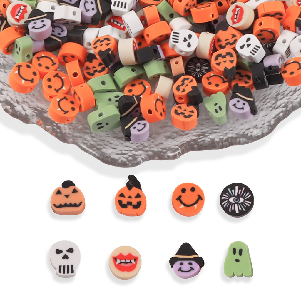 Halloween Ghost Clay Beads Polymer Festive Mix 100pcs