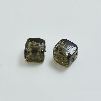 Lampwork Glass Beads Cube 12mm Glow In The Dark Floral Filled 20pcs 18