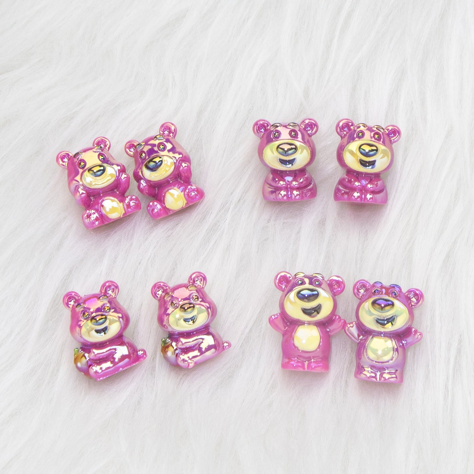 Plating 3D Lotso Resin Beads Glossy Pink Gold 10pcs 3