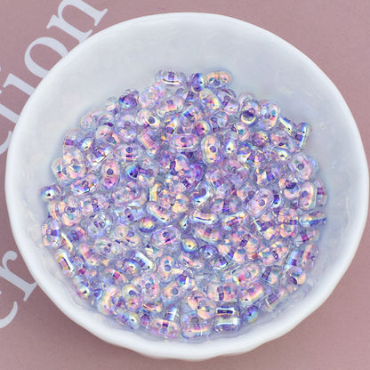 Acrylic Peanut Spacer Beads 4x6mm Transparent Plating Filled 50pcs 14