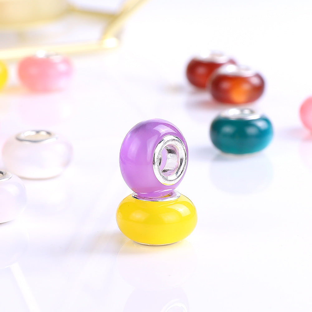 Imitation Opal Resin Spacer Beads 14mm Silver Lined Hole 100pcs 5
