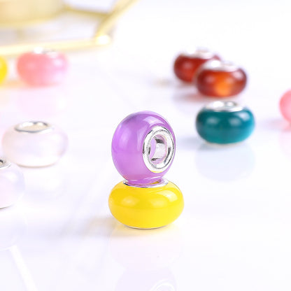 Imitation Opal Resin Spacer Beads 14mm Silver Lined Hole 100pcs 5