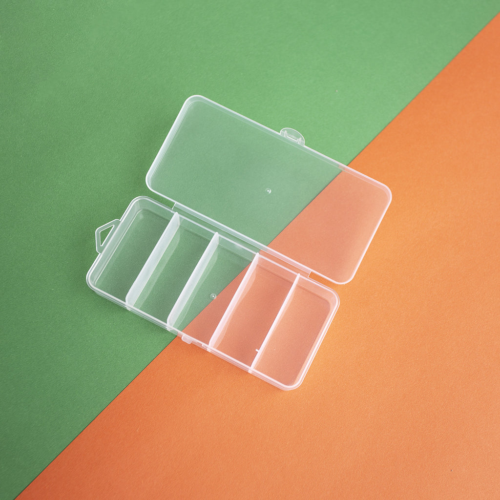 Clear Plastic Organizer Boxes Slim 5 Compartment 13cm 4pcs 4