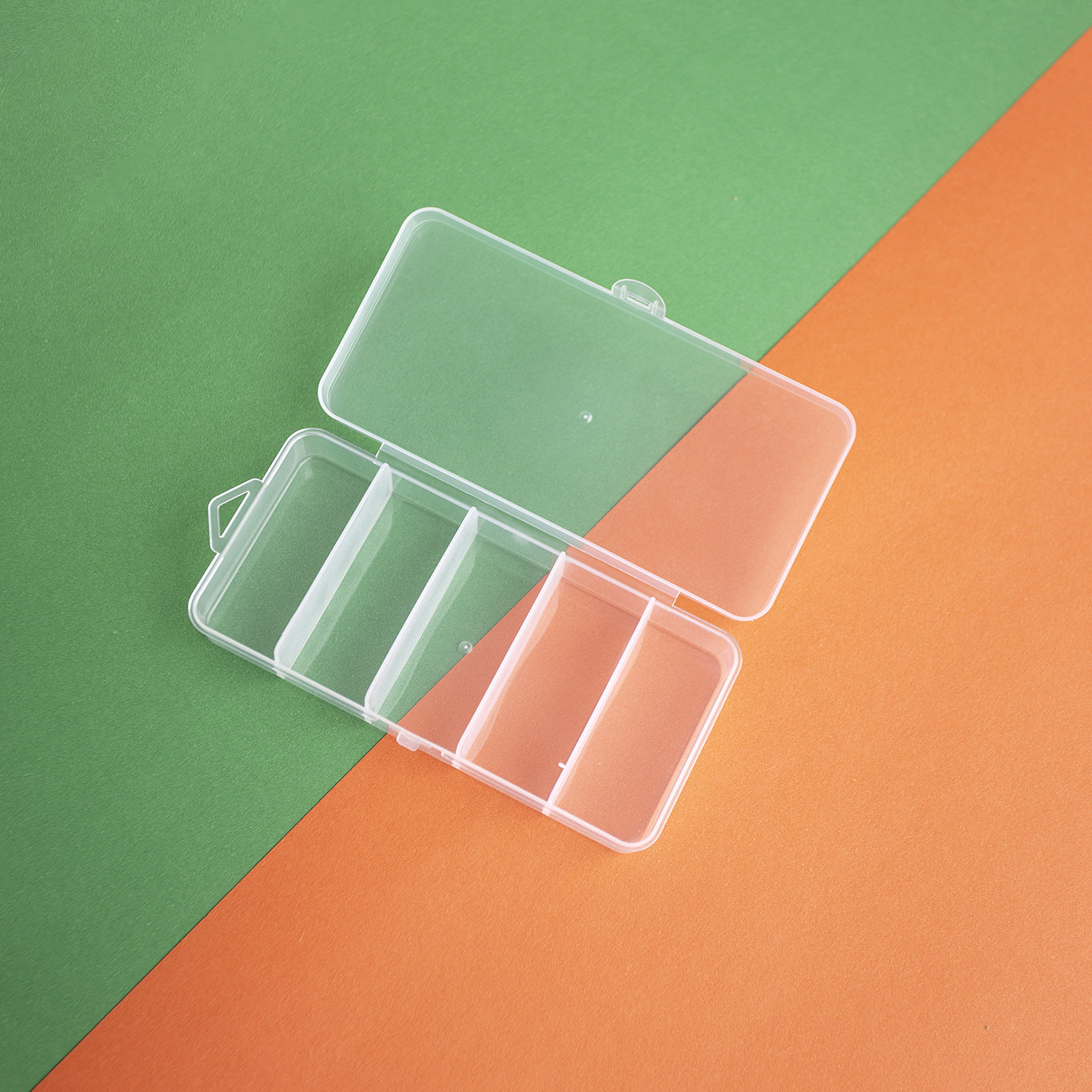 Clear Plastic Organizer Boxes Slim 5 Compartment 13cm 4pcs 4