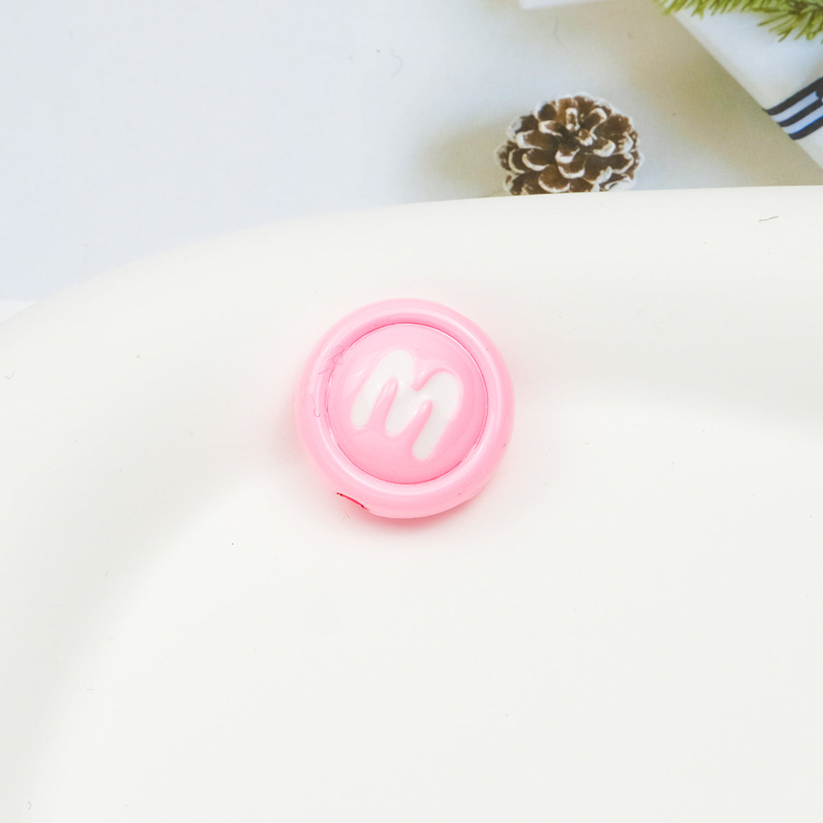 Baking Painted Acrylic Beads 18mm Enamel Candy Letter 50pcs 7