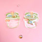 Transparent Zip Lock Bags Printed Flying Saucer and Milk Tea Cup 50pcs 10.5-11.5cm 5