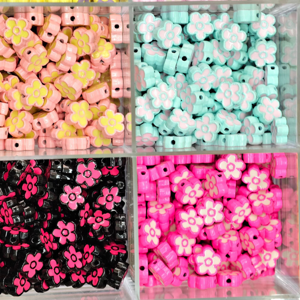 Flower Metal Beads 10mm Baking Painted Two-Color Zinc Alloy 10pcs 3