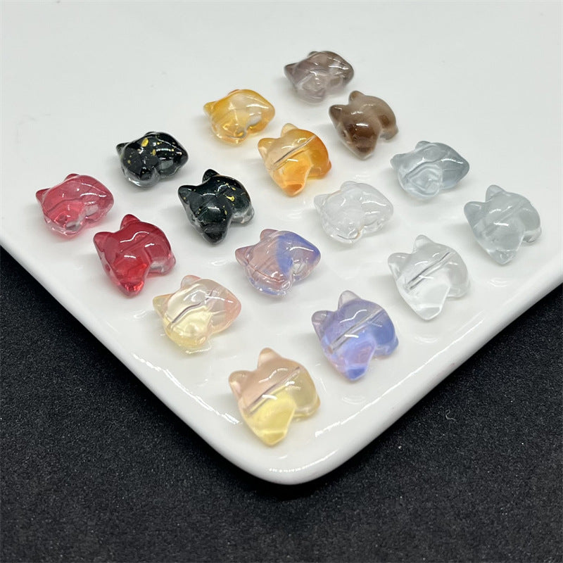 Transparent Corgi Butt Glass Beads 13mm Colorful Glossy 100pcs