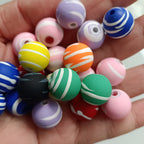 Rubberized Texture Swirl Pattern Acrylic Beads 16mm Mixed Colors 100pcs
