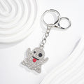 Diamond Crystal Halloween Ghost Keychain Metal Smiley Charm 4