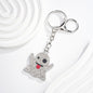 Diamond Crystal Halloween Ghost Keychain Metal Smiley Charm 4