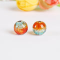 Lampwork Glass Beads Round 12mm Double Color Luminous Foil 5pcs 6