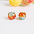 Lampwork Glass Beads Round 12mm Double Color Luminous Foil 5pcs 6