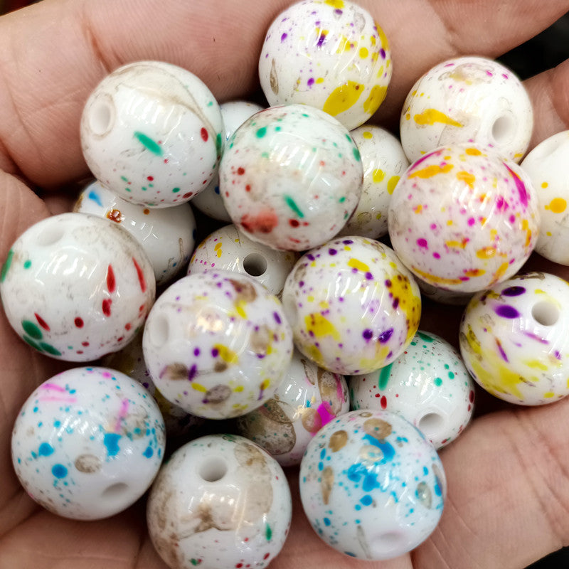 Spray Painted Acrylic Beads 16mm Colorful Speckled Splash 100pcs 6
