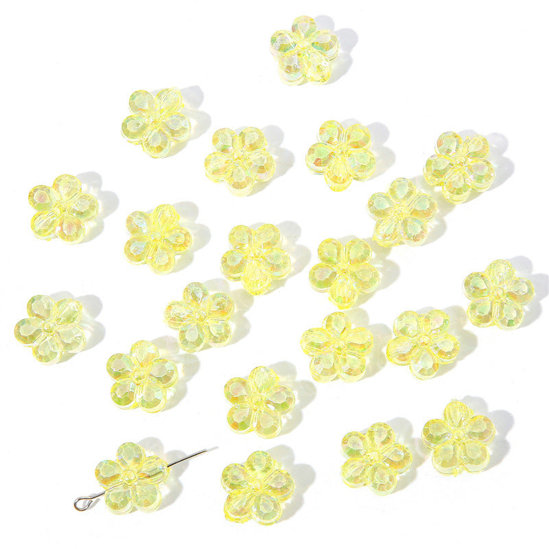 Transparent Chubby Five-Petal Flower Acrylic Beads 15mm Colorful 20pcs 2