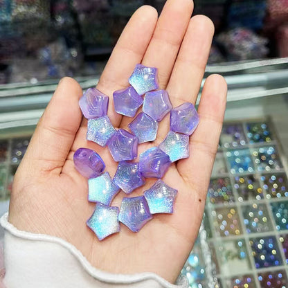 Glitter Heart Clover Resin Beads 18mm Lavender Iridescent 20pcs 3