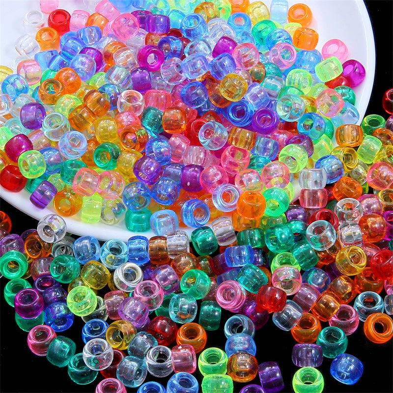 Transparent Acrylic Seed Beads 9mm Large Hole Colorful 100pcs