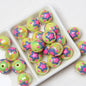 Hand Painted Cat Claw Strawberry Series Acrylic Beads 16mm 10pcs 12