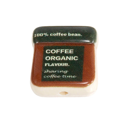 Square Acrylic Beads 19mm Coffee Bag Design 10pcs 10