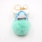 Plush Shark Keychain Blue Leather Face Fluffy Pom Pom Belly 15