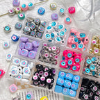Cat Eye and One-Eyed Beast Metal Beads 10mm Baking Painted 10pcs