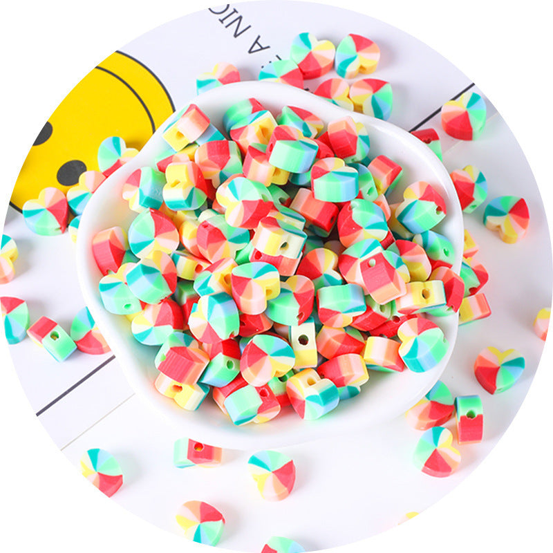 Flat Clay Beads 10mm Color Fruit Cartoon Mixed Design 1000pcs 14