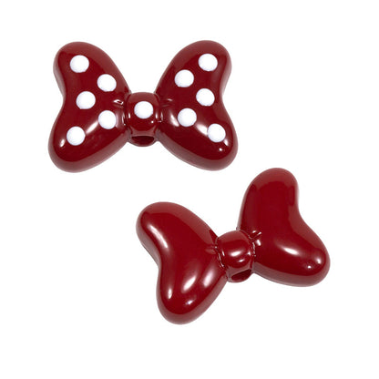 Sweet Polka Dotted Bow Acrylic Beads 29mm Colorful Mixed 10pcs 11