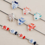 Hand Painted Fish Ceramic Beads Tropical Colorful 5pcs 2