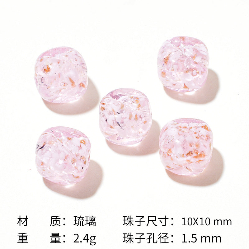 Lampwork Glass Beads Round 12mm Crackle Sugar Texture Foil 25pcs 8