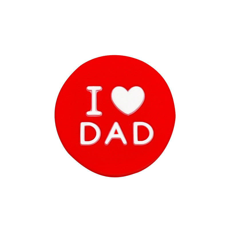 Silicone Focal Beads I Love Dad Embossed Text Solid Color 20pcs 13