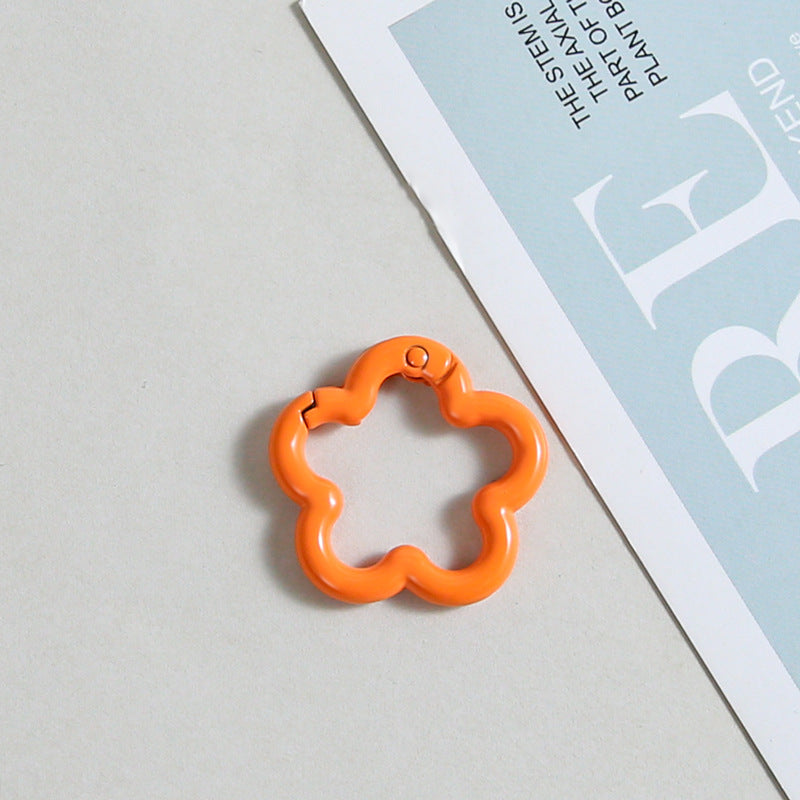 Zinc Alloy Flower Trigger Spring Key Rings 28mm 6pcs Baking Painted 9
