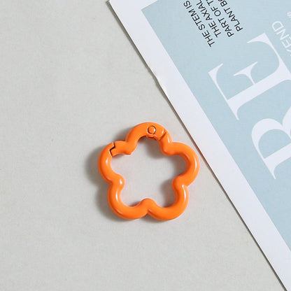 Zinc Alloy Flower Trigger Spring Key Rings 28mm 6pcs Baking Painted 9