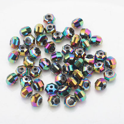 Faceted Glass Beads 8mm Watermelon Electroplated Iridescent 30pcs 30