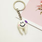Resin Teeth Keychain Smiling White Tooth with Colorful Flower Charm 8