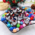 Silicone Focal Beads Christmas Chicken Wearing Santa Hat 20pcs 2