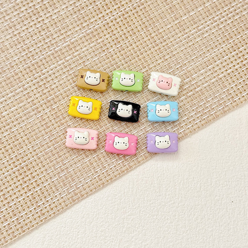Pillow Metal Beads 14-16mm Glossy Painted Cat Face Alloy 10pcs 12