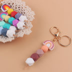 Rainbow Silicone Beaded Keychain with Gold Clasp 14cm 3