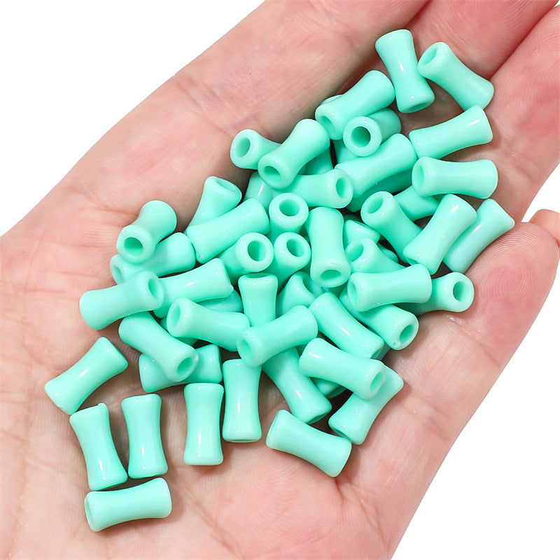 Painted Bamboo Joint Acrylic Beads 5x11mm Glossy Colorful 50pcs 9