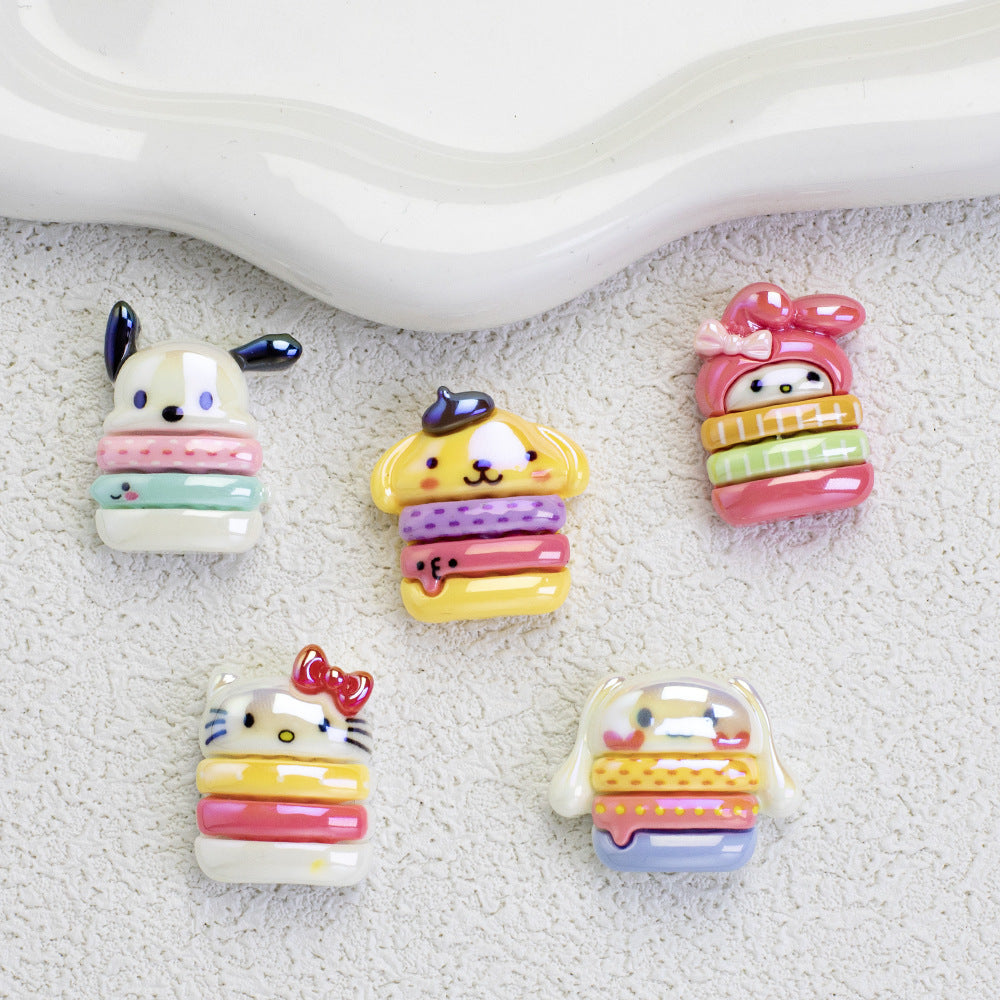 Sanrio Series Burger Resin Beads Glossy Pastel Colors 20pcs 4