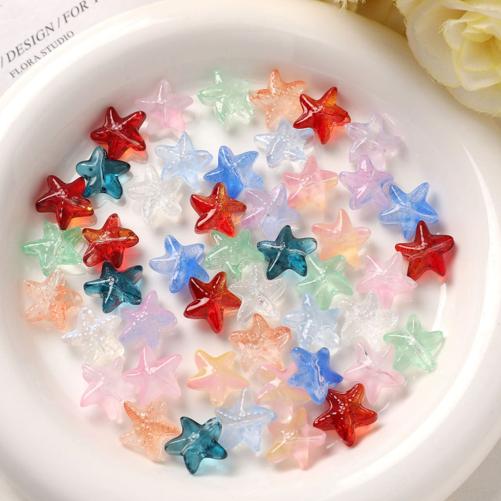 Lampwork Glass Beads Irregular Starfish 15mm Translucent Colors 20pcs 4