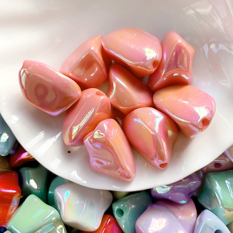 Plating Irregular Trapezoid Acrylic Beads 24mm Colorful Glossy 50pcs 11