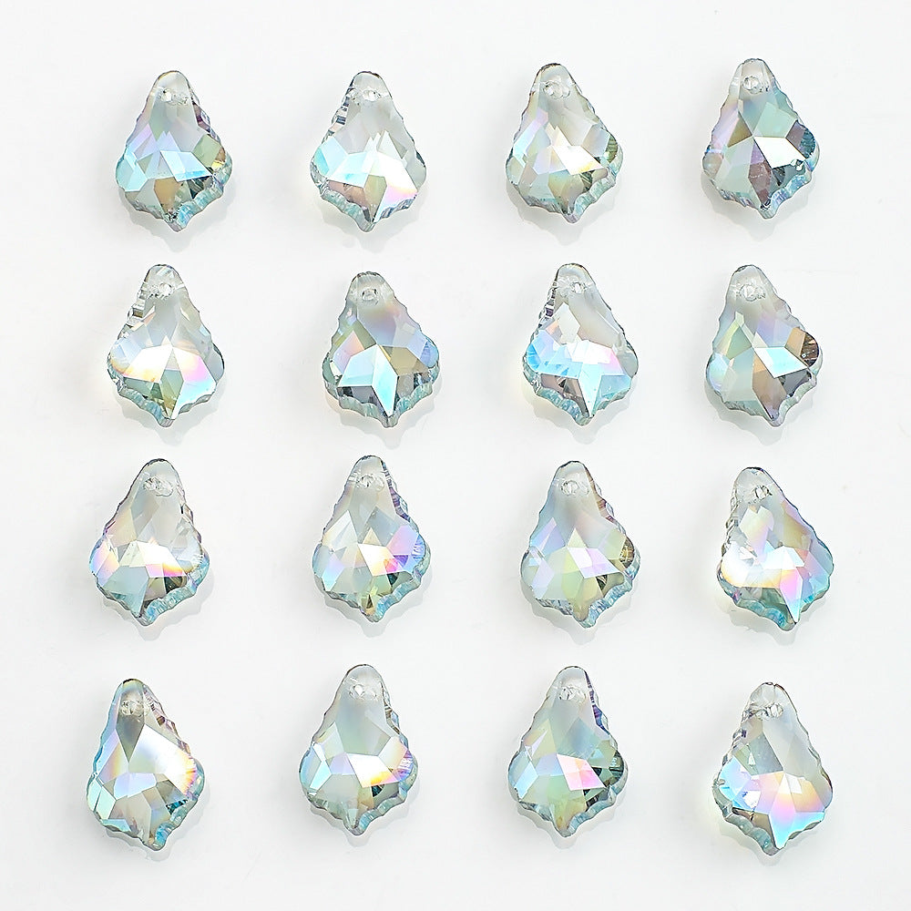 Electroplated Maple Leaf Glass Beads 11x16mm Double-Sided Single Hole 30pcs 28