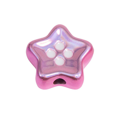 Plating Star and Heart Button Acrylic Beads 11mm Assorted Colors 50pcs 18