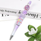 Plating Glitter Powder Cherry Blossom Acrylic Beads 18mm Pastel Mixed 50pcs 2