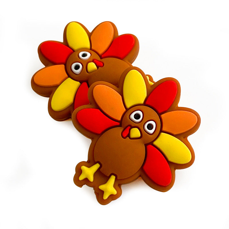 Silicone Focal Beads Thanksgiving Turkey Colorful Vibrant 20pcs 2