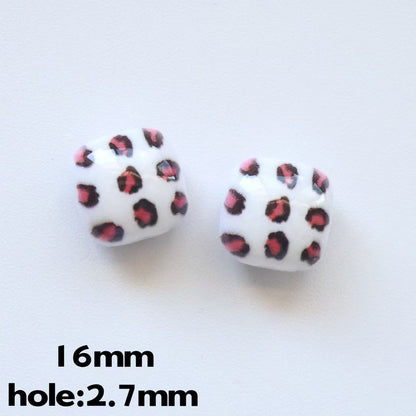 Double-Sided Blue Tone Square Acrylic Beads 16mm Printed 20pcs 9