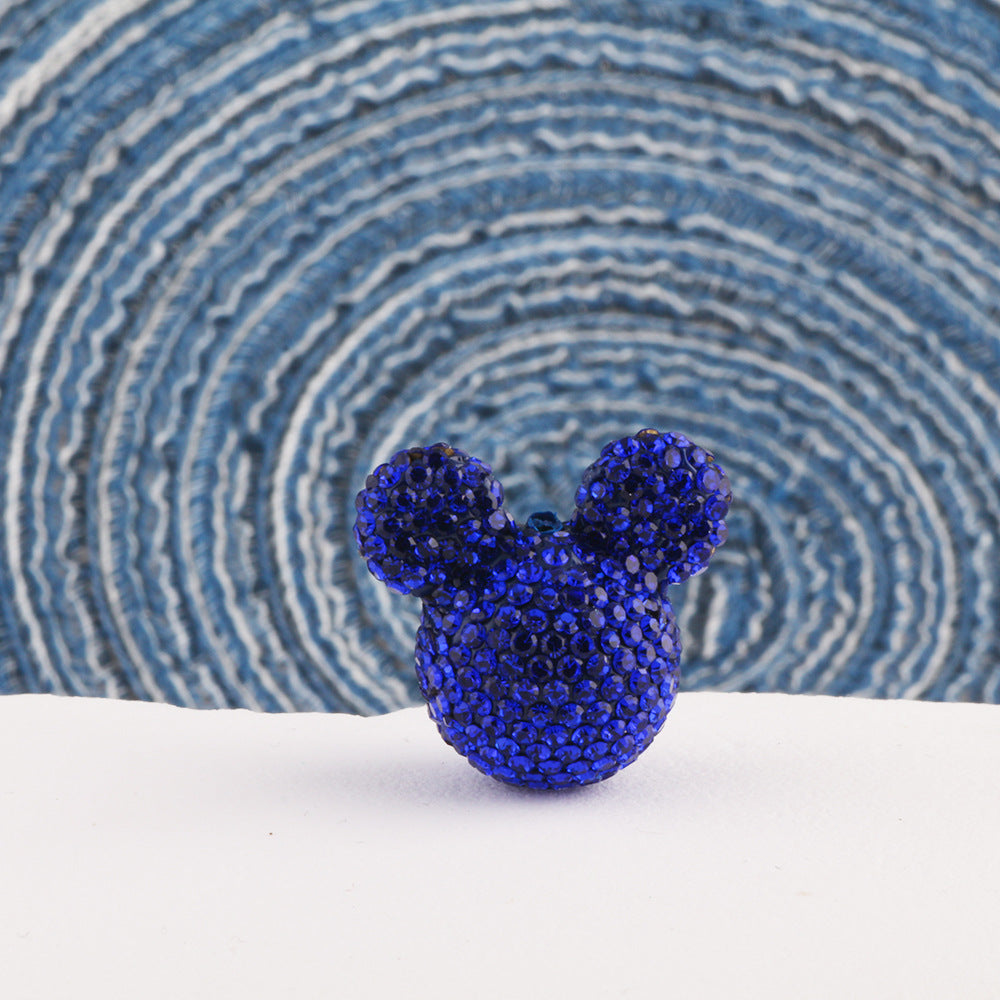 Polymer Clay Mickey Head Rhinestone Beads 17mm Full Pave 6pcs 9