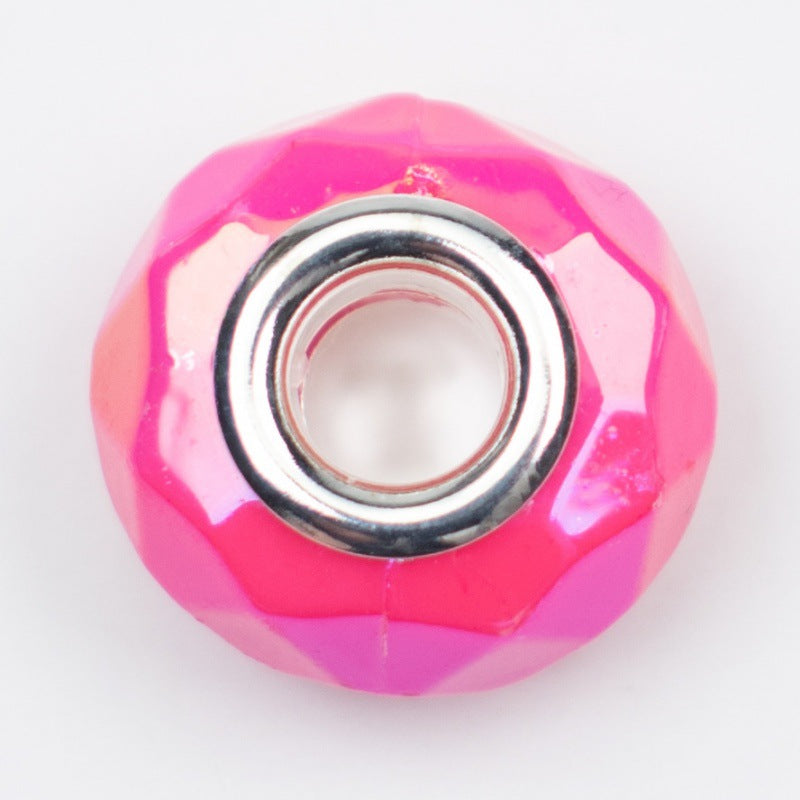 Acrylic Faceted Spacer Beads 15mm UV Plating Large Hole 20pcs 8