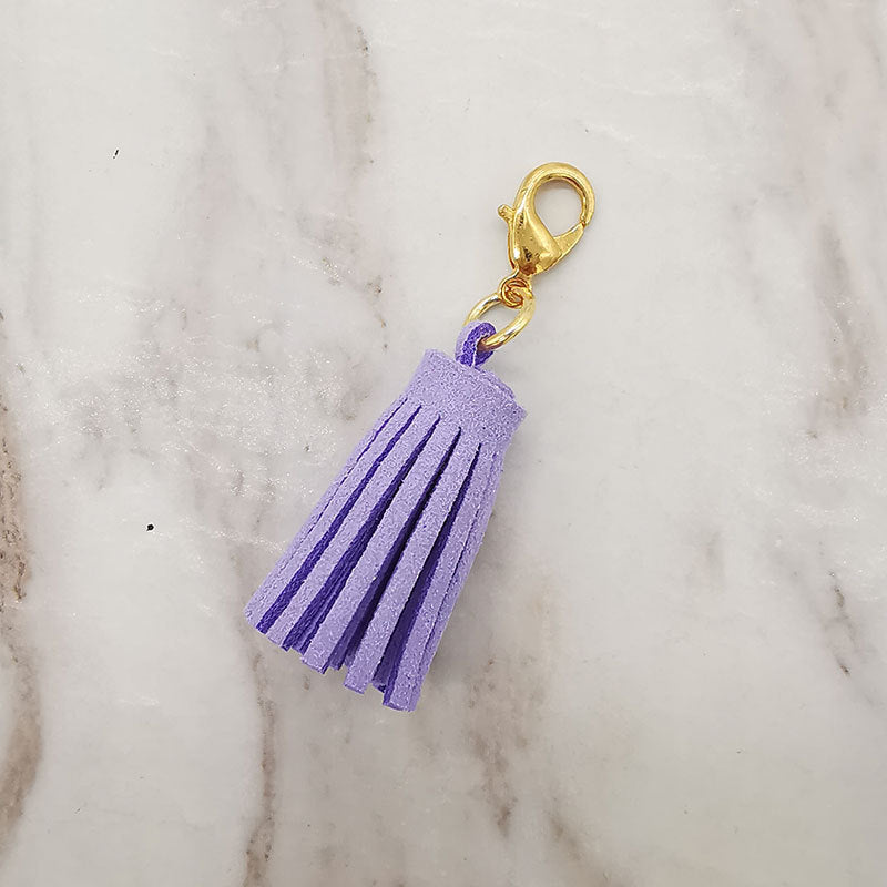 Mini Chunky Tassel Keychain PU Leather with Metal Clasp 8pcs 13